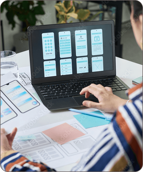 Design and content work on a laptop screen
