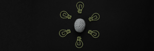 Image of a brain encircled by lightbulbs